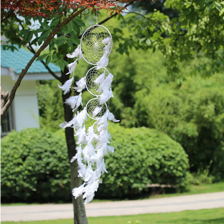42" White 5 Hoop Handmade Dreamcatcher
