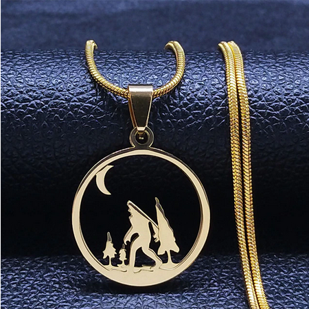 3 Layered Sasquatch In Forest Necklace