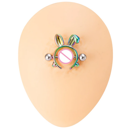Naughty Rainbow Bunny Nipple Ring