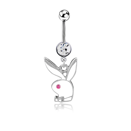 Playboy Bunny Naval Belly Ring (White or Gold)