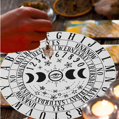 Wooden Pendulum Board with Moon Stars For Divination - White