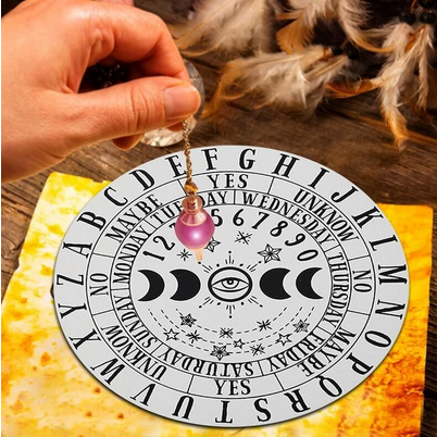 Wooden Pendulum Board with Moon Stars For Divination - White