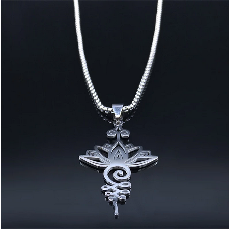 Lotus Flower 19.5" Stainless Steel Necklace