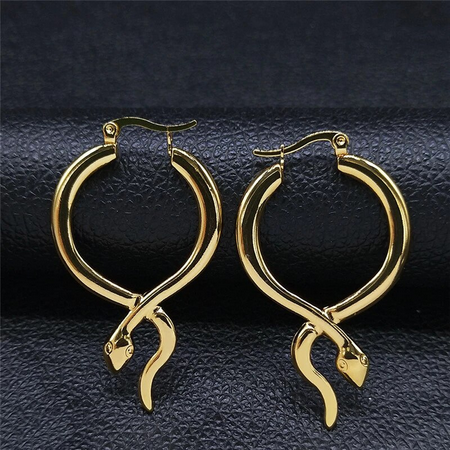 Gold Serpent Hoop Earrings