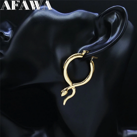 Gold Serpent Hoop Earrings
