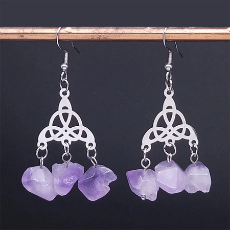 Celtic / Irish Knot Amethyst Drop Earrings