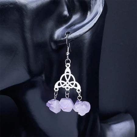 Celtic / Irish Knot Amethyst Drop Earrings