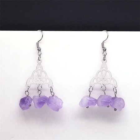 Celtic / Irish Knot Amethyst Drop Earrings
