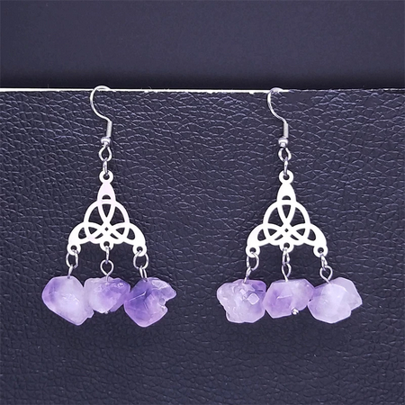 Celtic / Irish Knot Amethyst Drop Earrings
