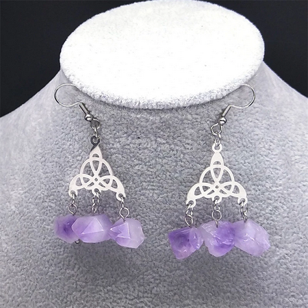 Celtic / Irish Knot Amethyst Drop Earrings