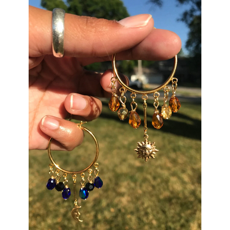 Wicca Sun Yellow or Moon Blue Dangle Earrings