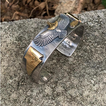 Retro Domineering Eagle and Lightning Themed Bracelet