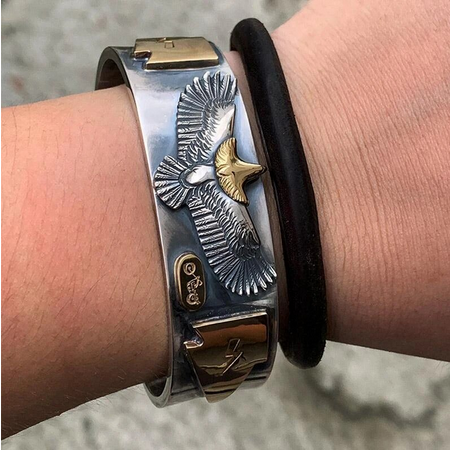 Retro Domineering Eagle and Lightning Themed Bracelet