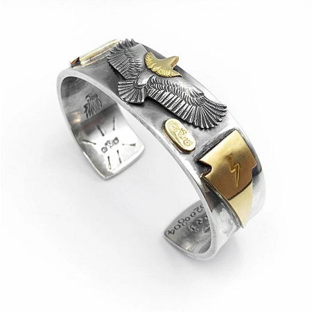 Retro Domineering Eagle and Lightning Themed Bracelet