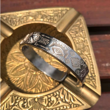 Retro Hindu Tribal Totem Silver Bracelet 925