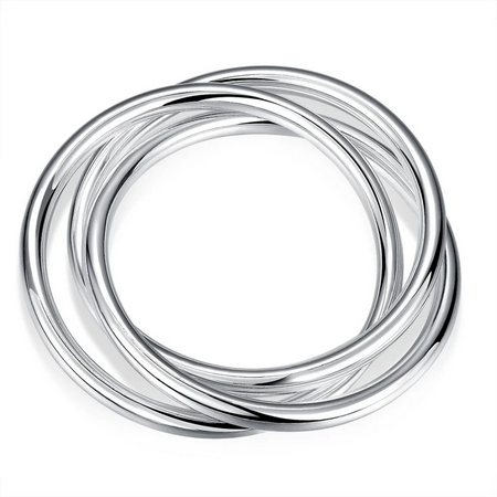 Sterling Silver 925 Three Ring Bangle