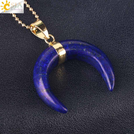 Crescent Moon Stone/Quartz Necklace