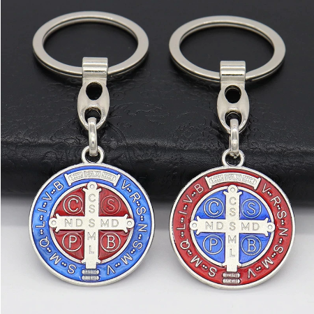 St. Benedict Keychain (blue or red)