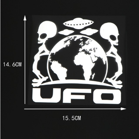 Aliens Leaning on Globe Decal