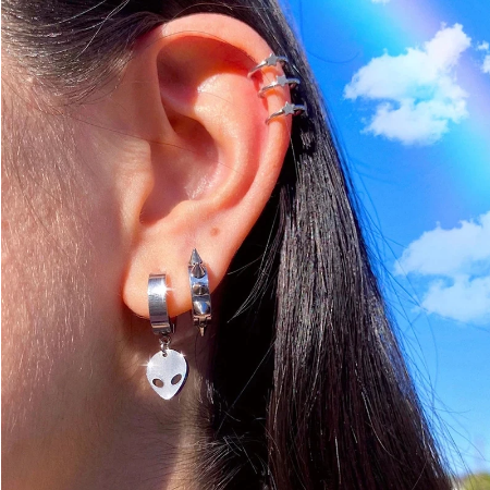 Stainless Steel Alien Goth  Earrings