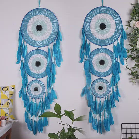 Extra Large Blue Boho Hand Woven Dream Catcher
