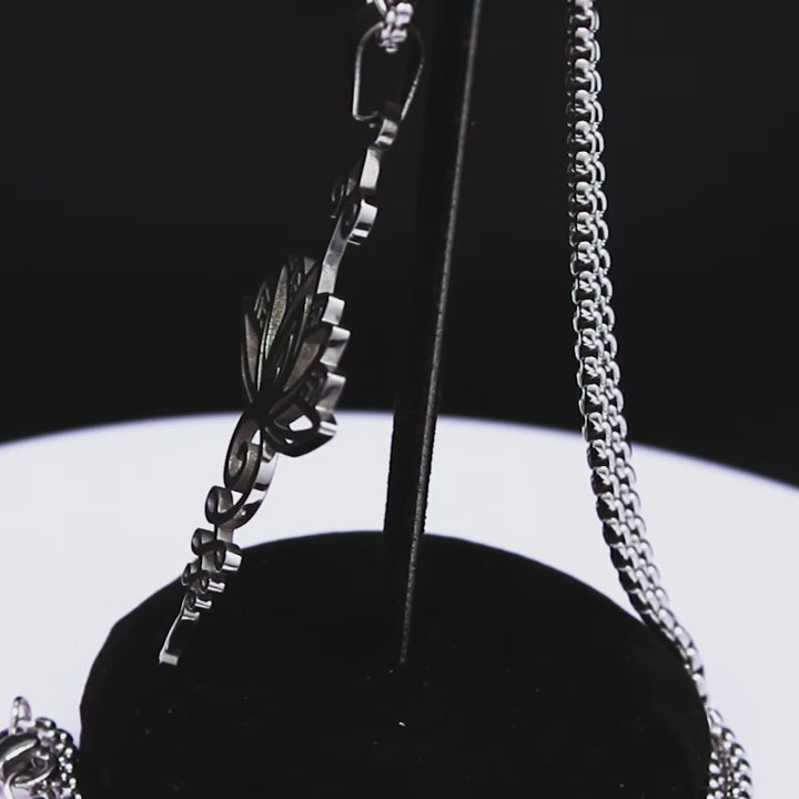 Lotus Flower 19.5" Stainless Steel Necklace