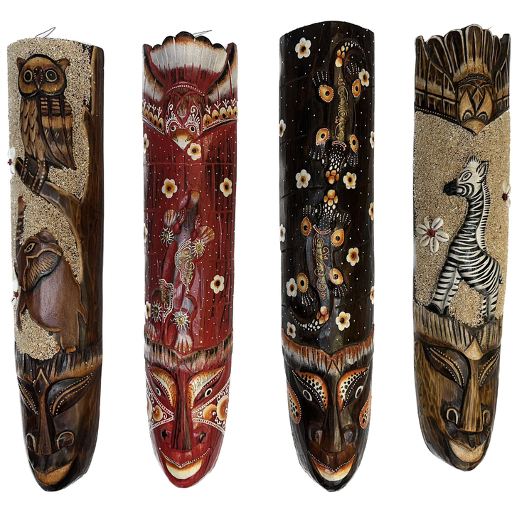 African Kuba Totem Mask - Wood - Hand Carved / Painted 20"