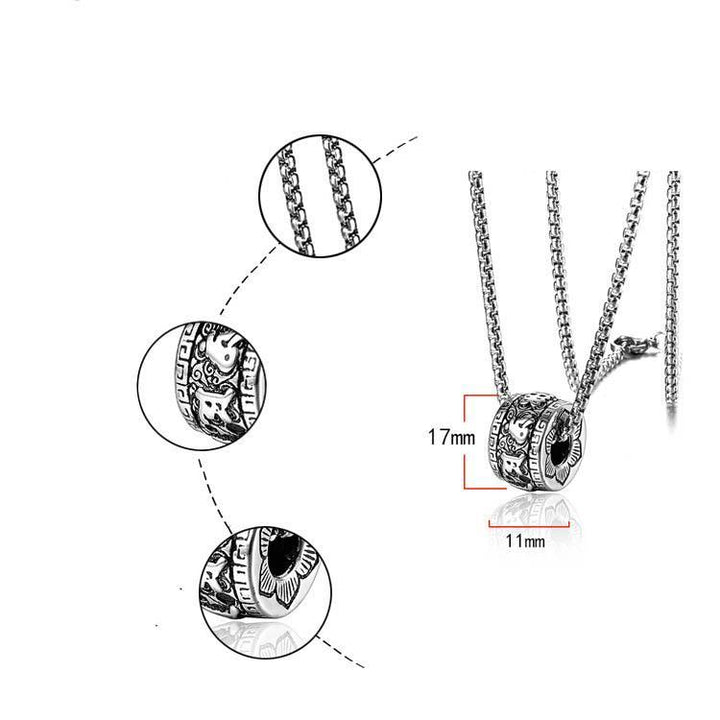 Stainless Steel Tibetan Buddhist Six Words Mantra Spirit Necklace