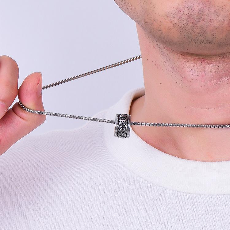 Stainless Steel Tibetan Buddhist Six Words Mantra Spirit Necklace