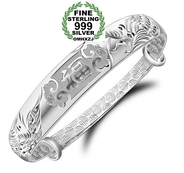 999 Fine Silver Lucky Dragon Bangle Bracelet #2