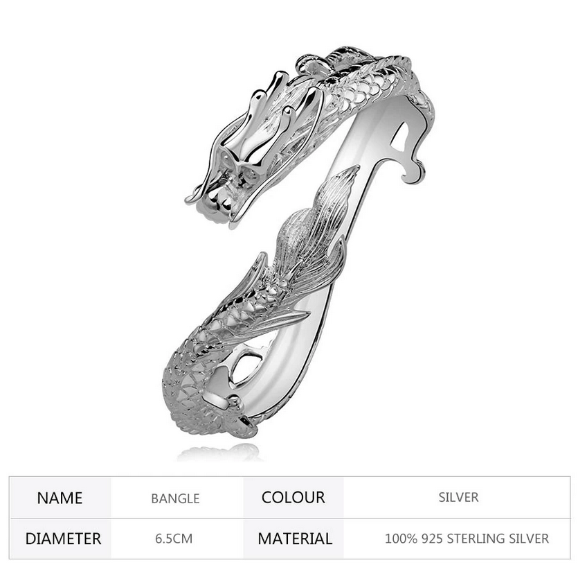 Chinese Dragon Bangle 999 Fine Silver