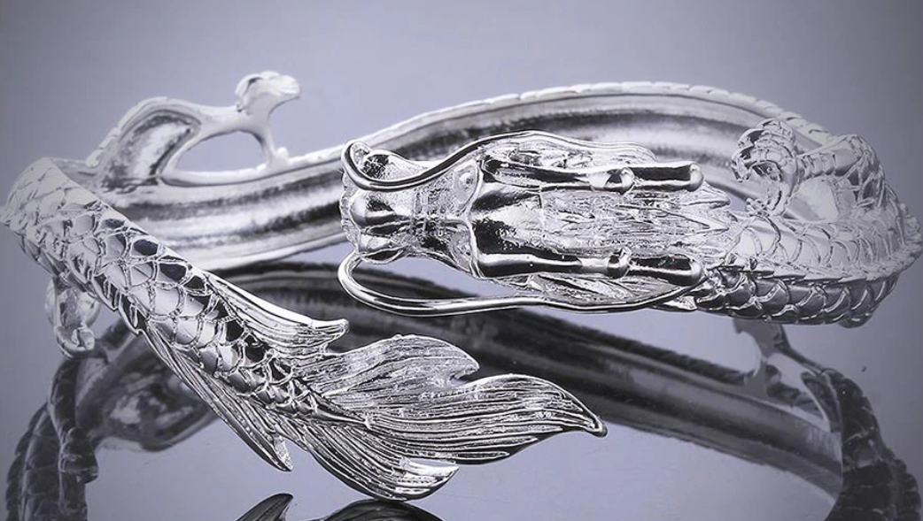 Chinese Dragon Bangle 999 Fine Silver