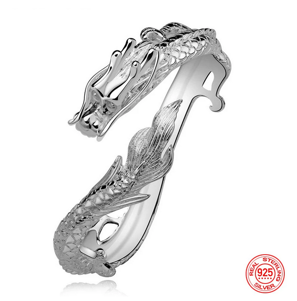 Chinese Dragon Bangle 999 Fine Silver