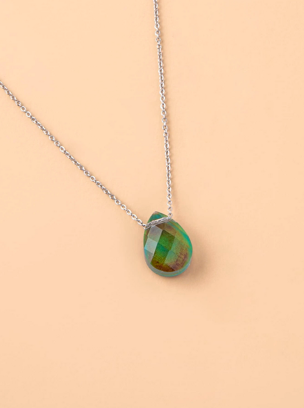 Stainless Steel Color Changing Mood Pendant Necklace