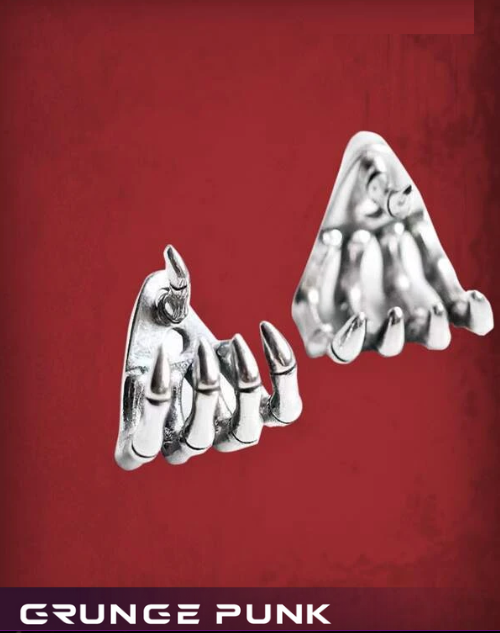 Grunge Punk Skeleton Hand Earrings