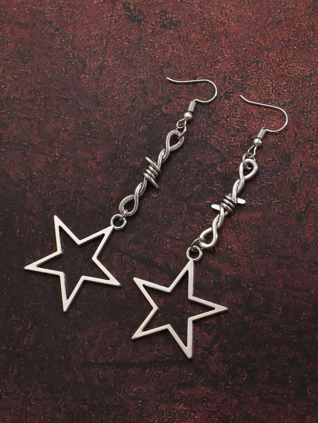 Grunge Punk Barbed Wire Star Earrings