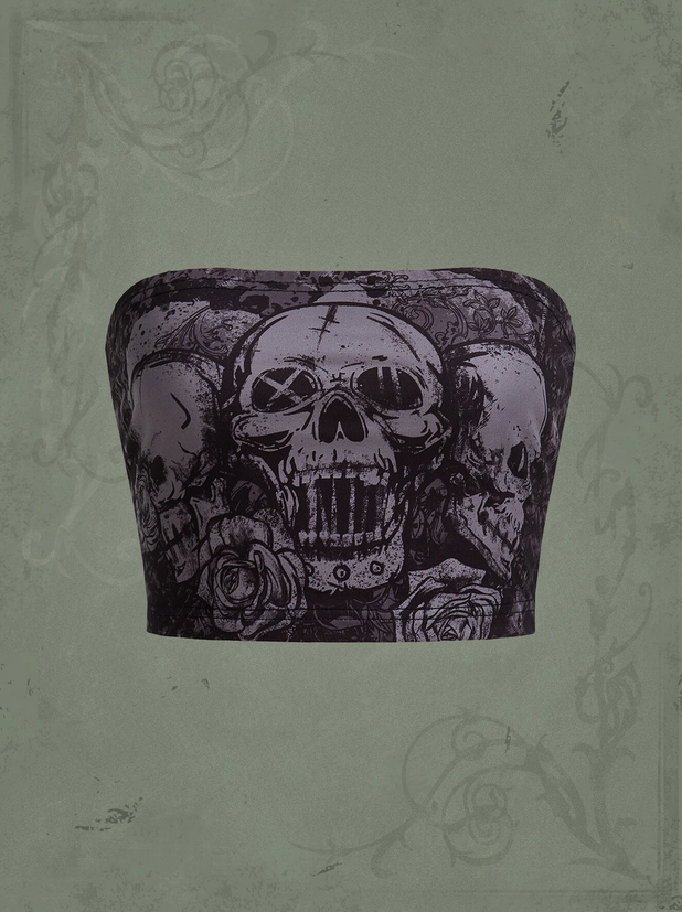 Punk Grunge Skull Tube Top