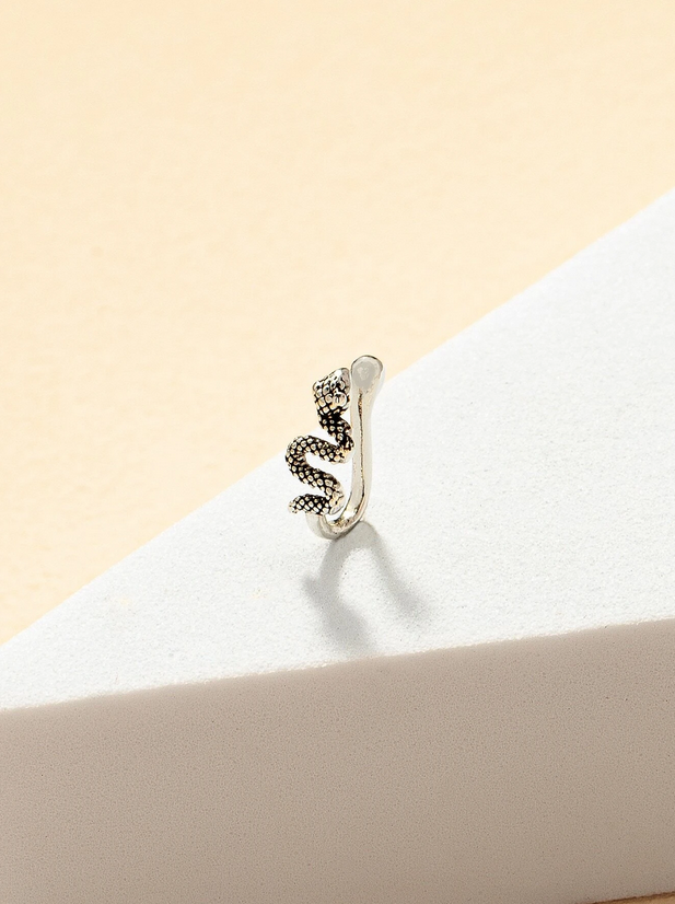 Clip-On Silver Serpent Nose Ring