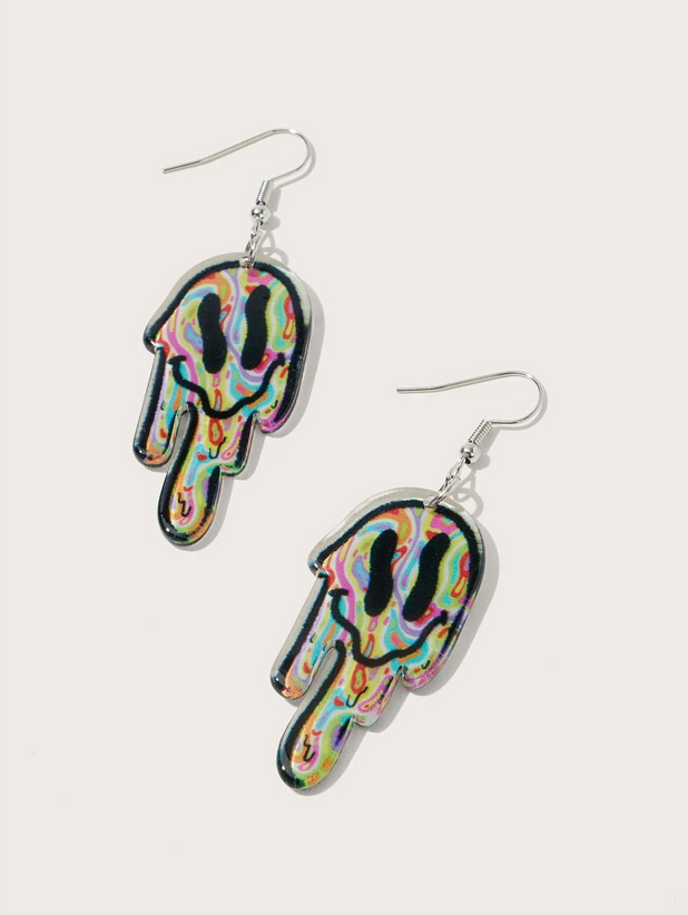 Acrylic Melting Colorful Emoji Earrings