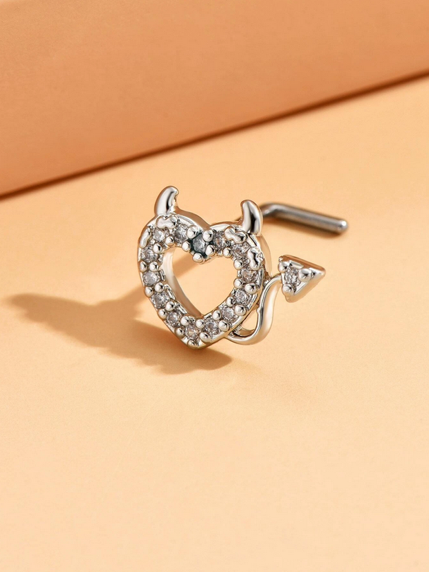 Rhinestone Devilish Heart Nose Ring