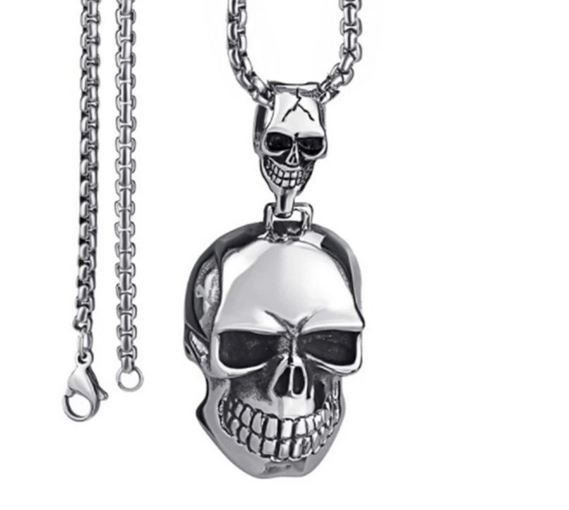 Gothic Big Dual Skull Necklace