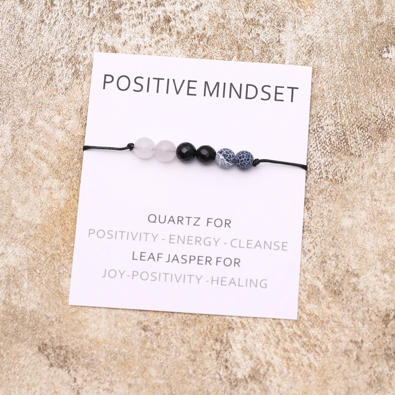 Set of 5 Positivity Natural Stone Bracelets