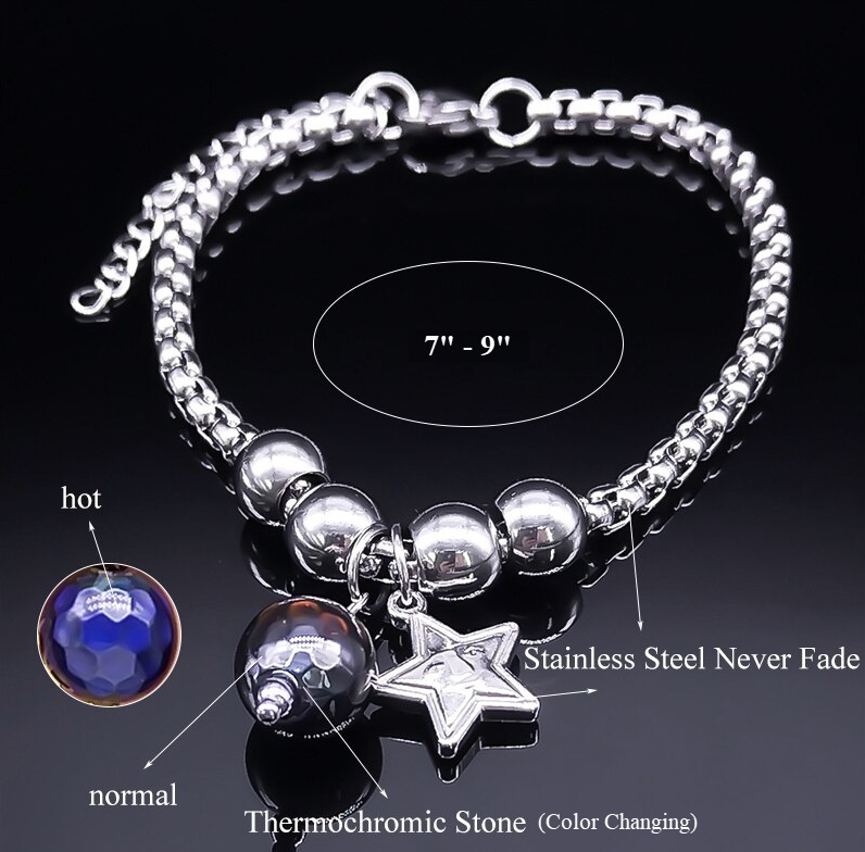 Wicca Style Mood Star Bead Bracelet (Color Changing)