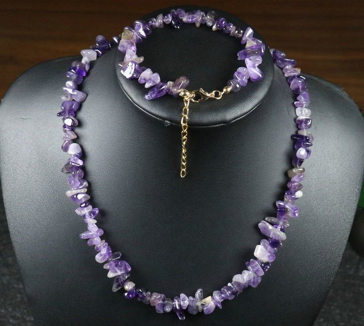 Top Grade Natural Amethyst Bead Bracelet / Necklace Set