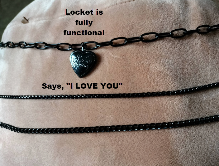 Goth Black Heart (Locket) 3 Piece Anklet