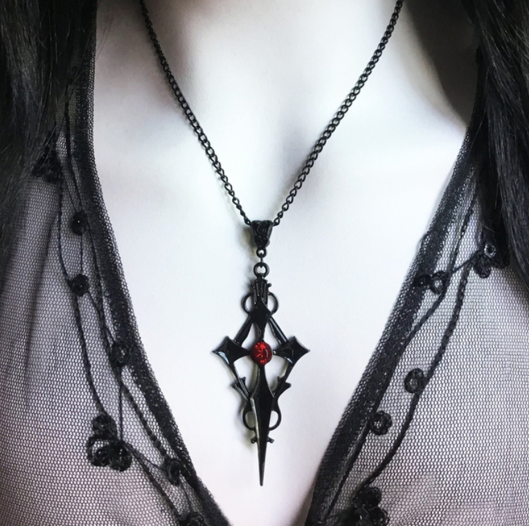Goth Vampire Cross Necklace