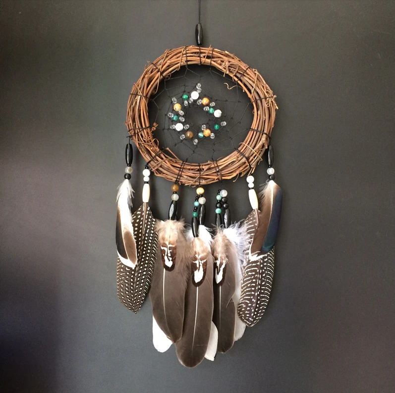 Norse Style Dreamcatcher With Natural Feathers