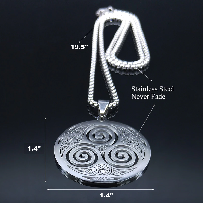 Stainless Steel Viking Triskelion  Vortex Necklace