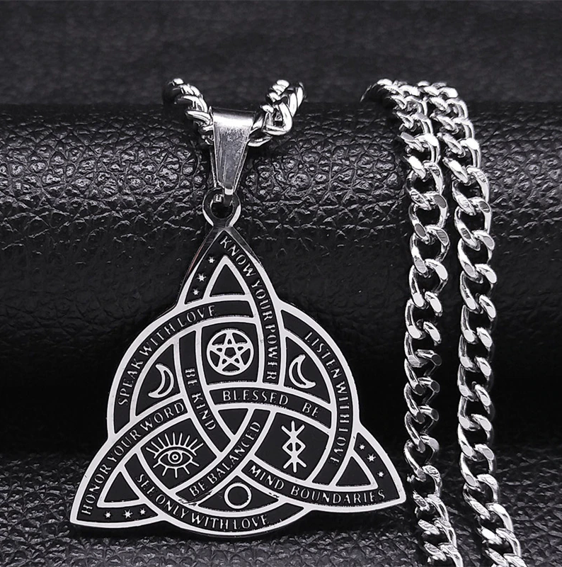 Witch Symbols Celtic Triquetra Necklace Stainless Steel