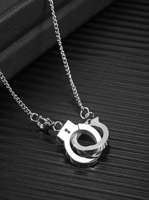 Punk Stainless Steel Long Chain Handcuffs Necklace